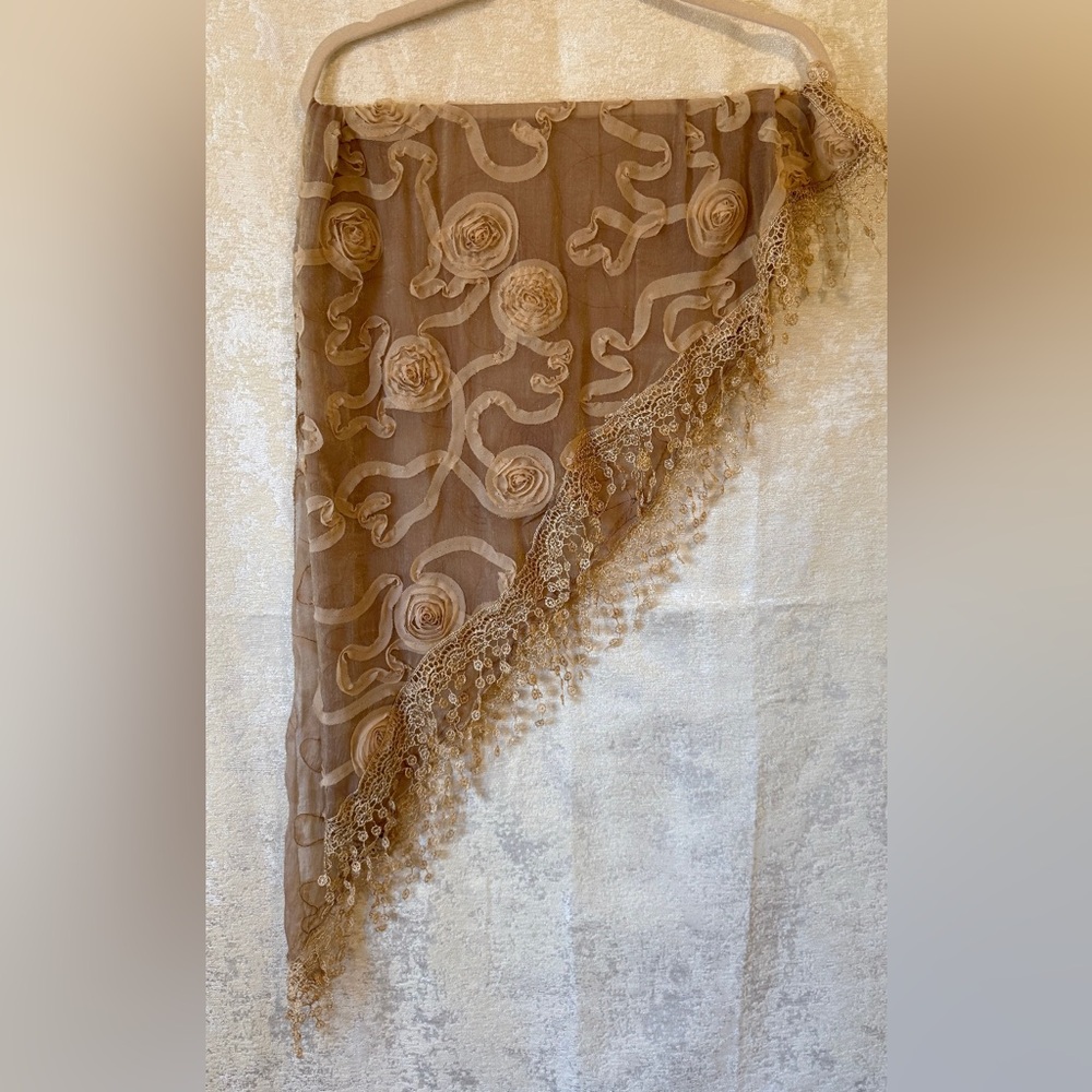 1990's Vintage Silk Embellished Scarf